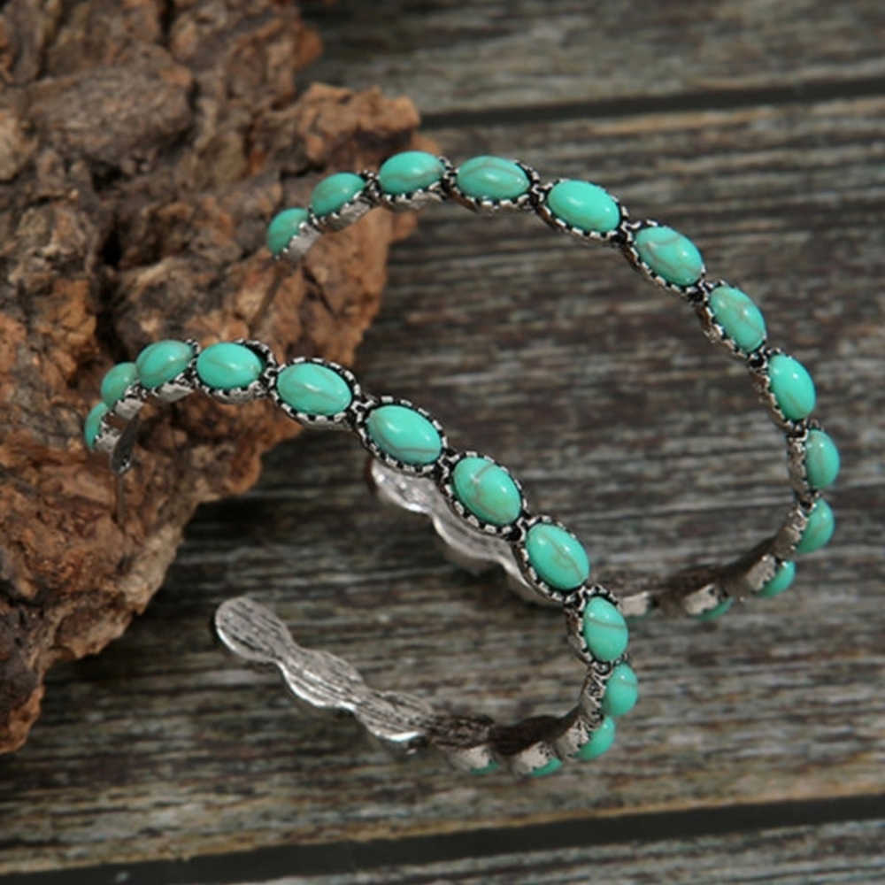 ๐๐HP๐๐ Turquoise C-Shaped Earrings - Picture 3 of 6